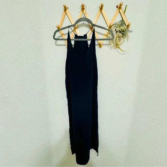 6397 Black Silk Blend Midi Slit Slip Dress XS - Picture 3 of 7